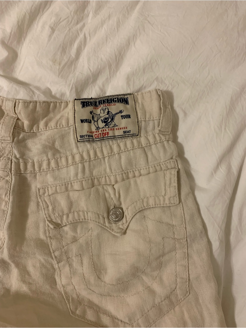 True Religion Cream/Beige Cut-Off Shorts